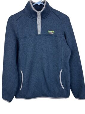 LL Bean t snap fleece pullover jacket Navy Blue S